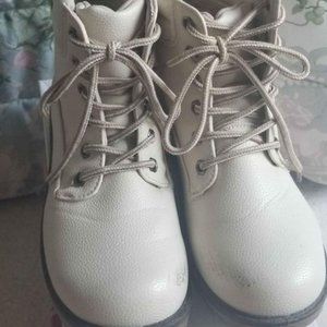 Cream Lace Up Ankle Boots